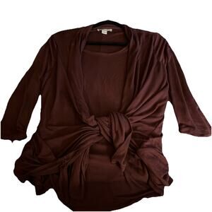 Coldwater Creek Burgundy Layered Look Faux Wrap Top w/Built-In Tank Size XL 18